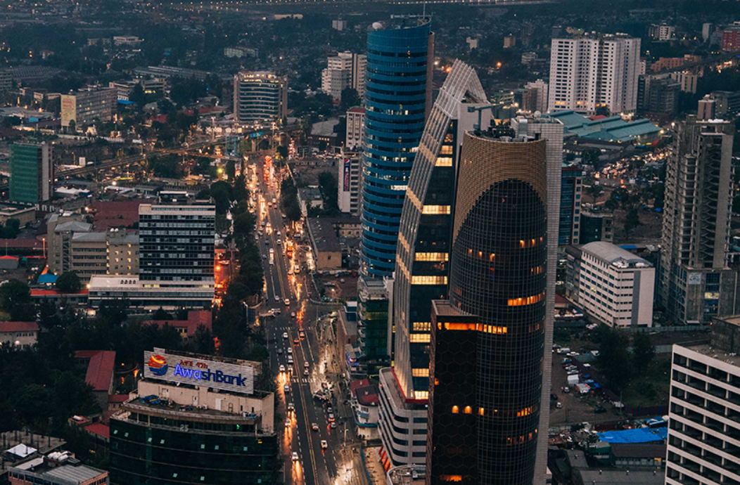 Downtown Addis Ababa at dusk