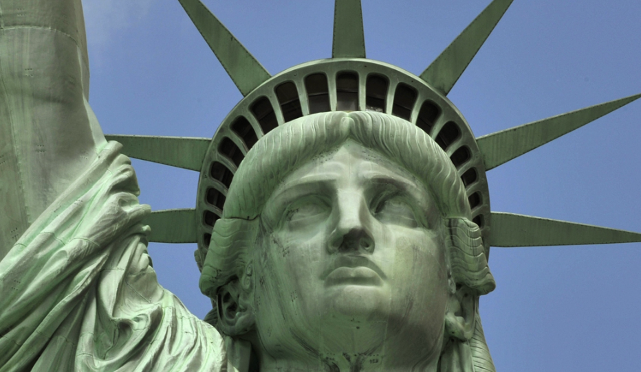 Close view of the Statue of Liberty